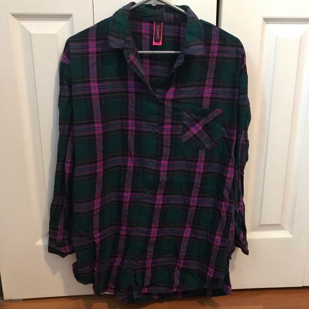La Senza Plaid Button-Up Sleepshirt